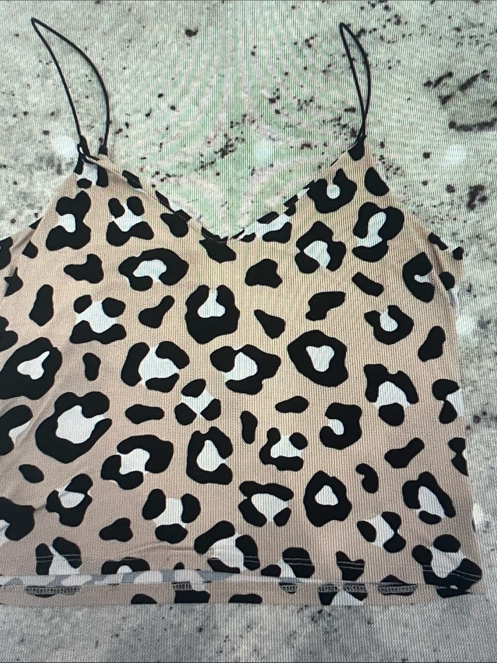 Free People Beige Black White Leopard Cami Tank